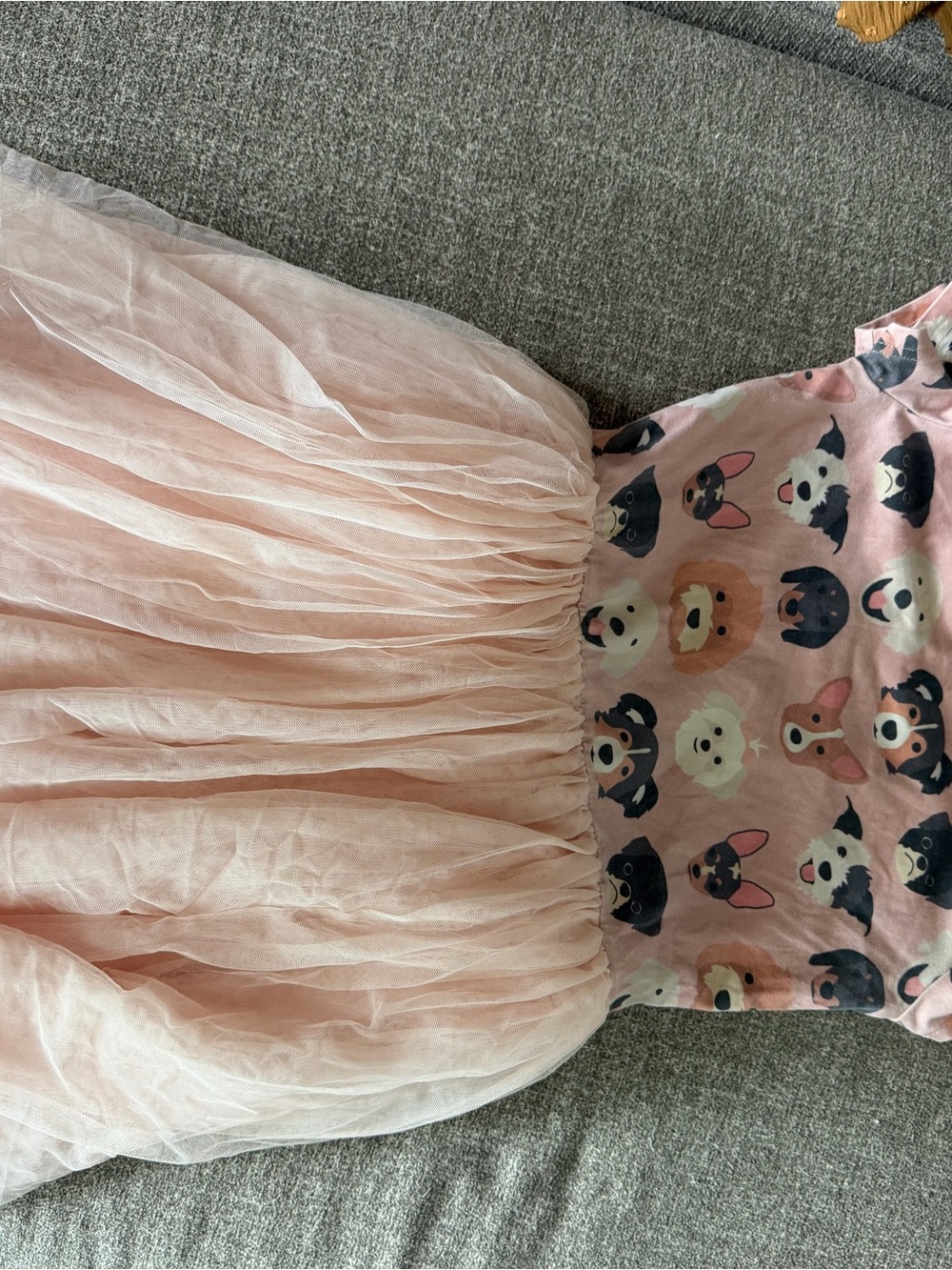 Girls Pink Dress with Printed Bodice